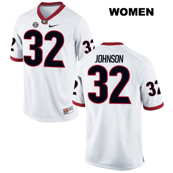 Georgia Bulldogs Women's Jaylen Johnson #32 NCAA Authentic White Nike Stitched College Football Jersey CTB5856BU